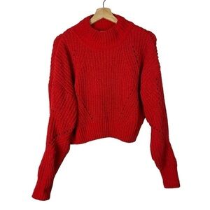 Double Zero Red Knit Mock Neck Crewneck Sweater S